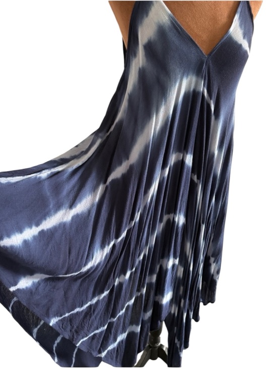 Bella Moda Dresses & Skirts - Navy & White Tie-Dye Boho V-Neck Slip Dress - beach coverup / resortwear - M